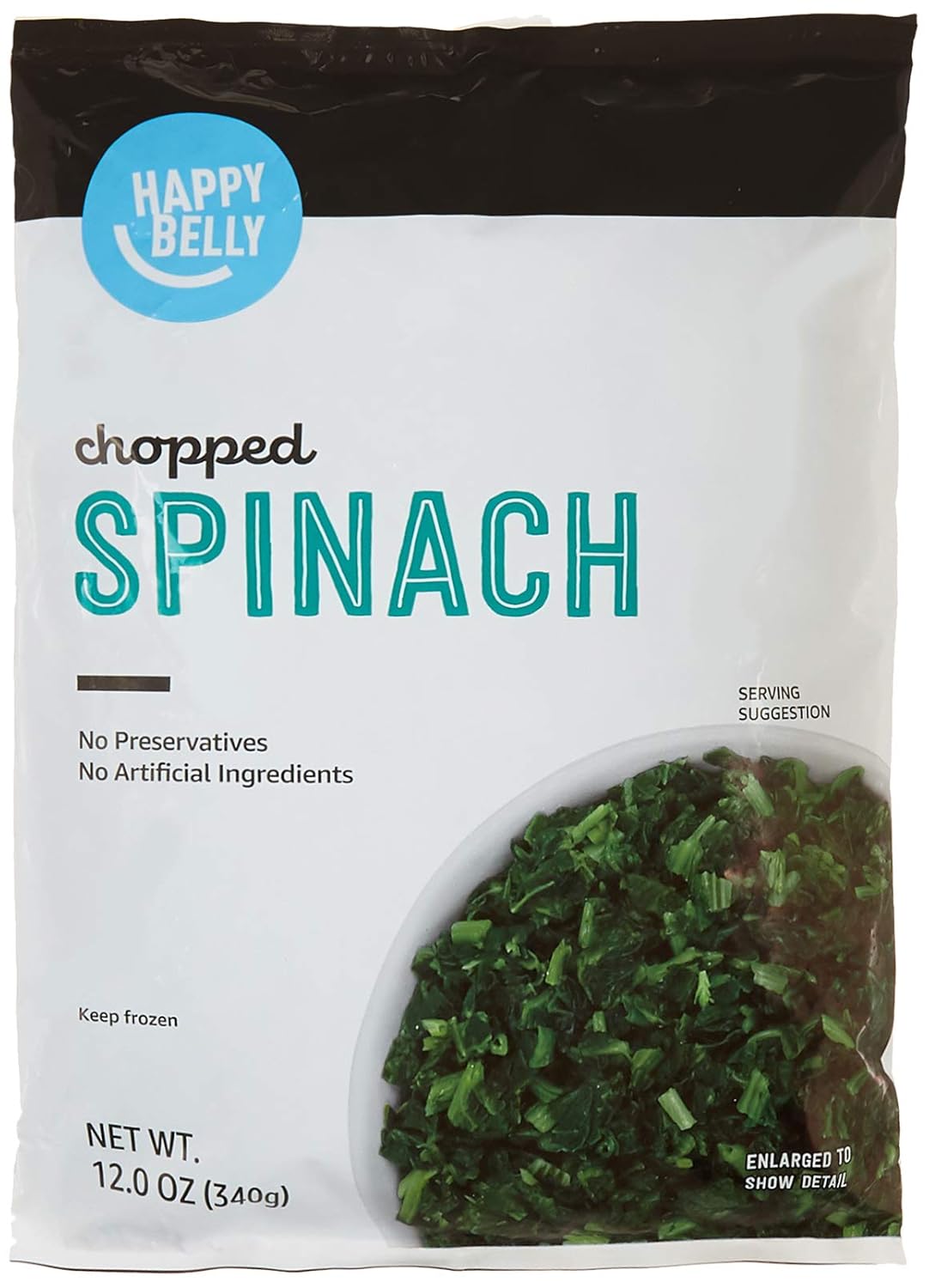 Amazon Brand - Happy Belly Spinach Chopped, 12 Ounce (Pack Of 1)