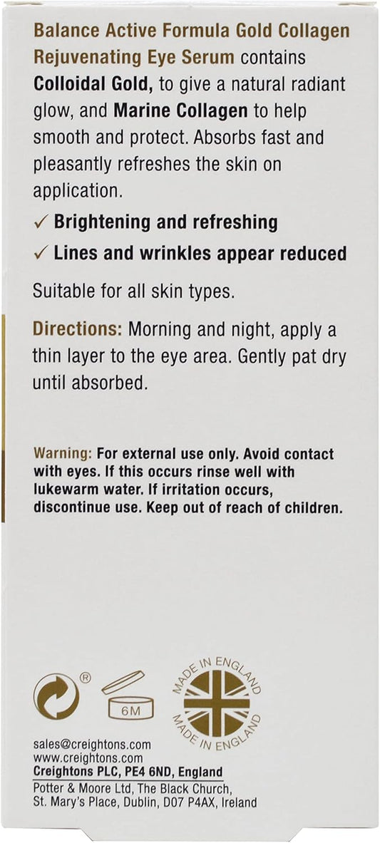 Balance Active Formula Gold And Marine Collagen Rejuvenating Eye Serum (15 Ml) - Absorbs Fast And Pleasantly Refreshes The Skin To Reduce The Appearance Of Fine Lines And Wrinkles