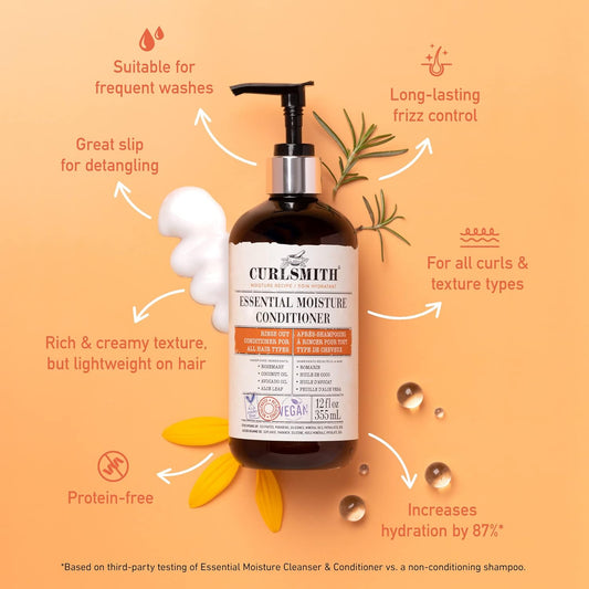 Curlsmith - Essential Moisture Conditioner, Lightweight Frizz Control For Wavy, Curly And Coily Hair, Vegan (88Ml) Trial Or Travel Size