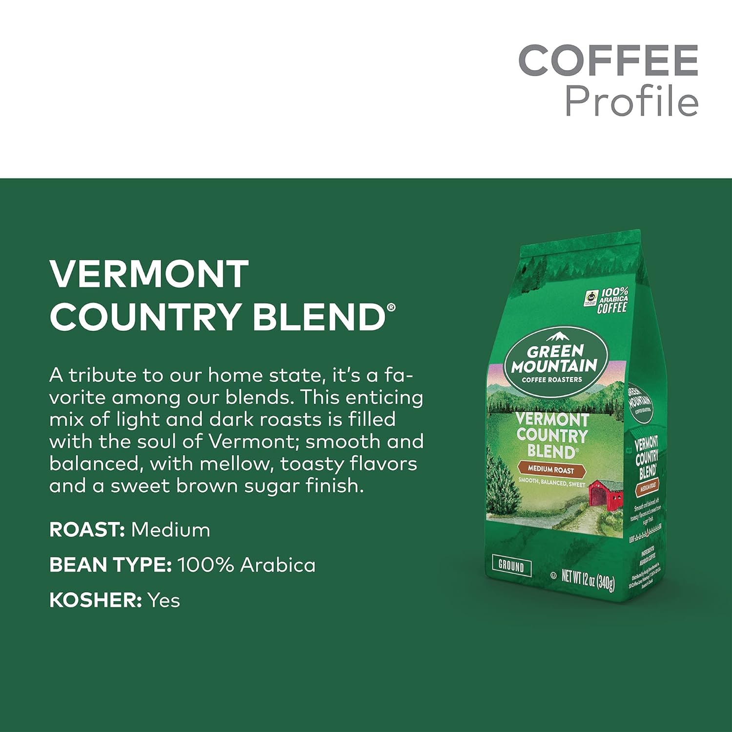 Green Mountain Coffee Signature Vermont Country Blend Ground Coffee 12oz : Rishicategory : Grocery & Gourmet Food