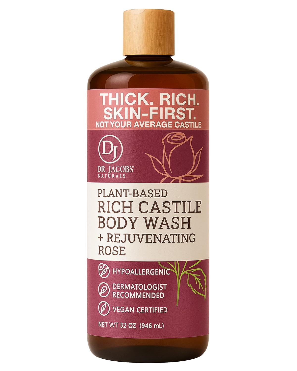Dr.Jacobs Naturals Dr. Jacobs Naturals Pure Castile Liquid Soap - Natural Face And Body Wash, Almond Honey 32 Oz