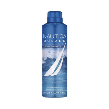 Nautica Oceans Deodorizing Body Spray, Non-Drying, Alcohol-Free, Vegan Formula, Fresh Citrus Scent, 6.0oz