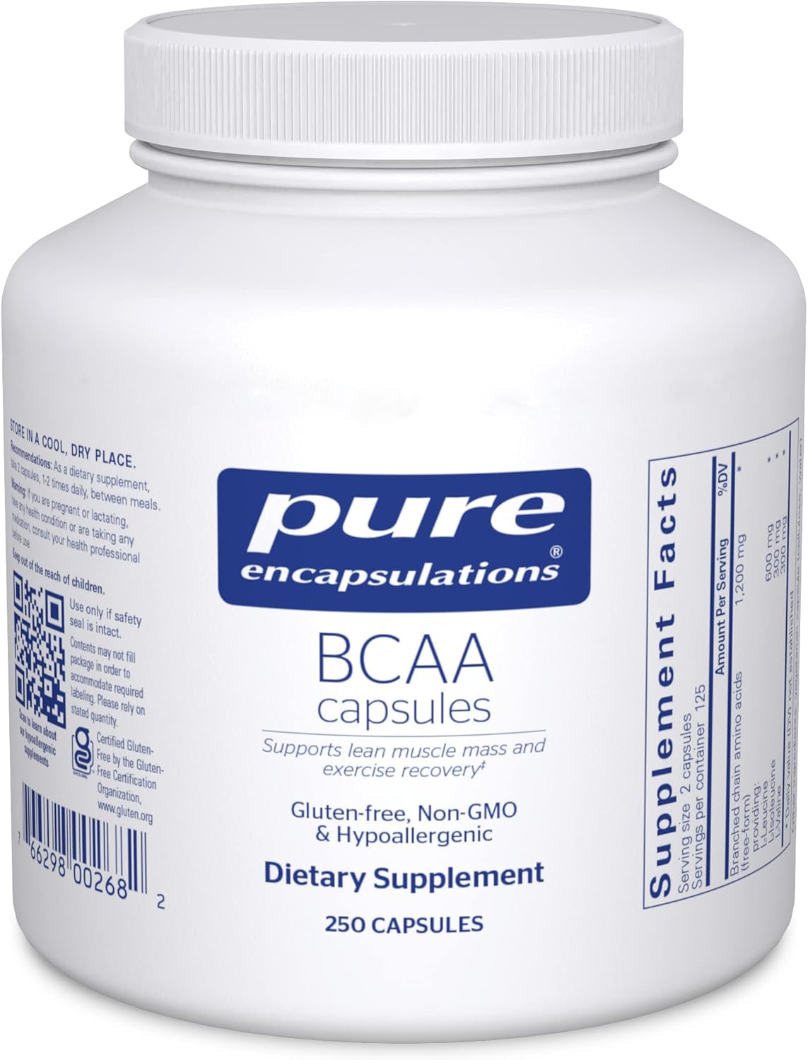 Pure Encapsulations Bcaa Capsules | Hypoallergenic Supplement To Support Muscle Function During Exercise* | 250 Capsules
