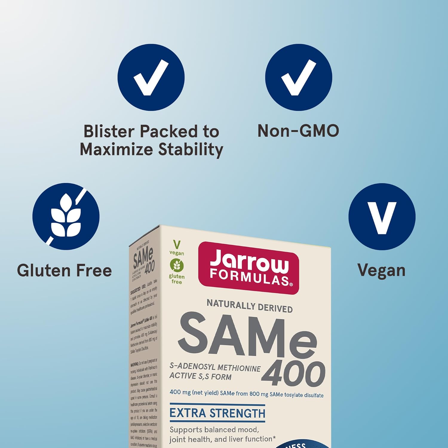 Jarrow Formulas® Same 400 Mg, Supports Joint Health, Liver Function, Brain Metabolism, 30 Tablets, Up To A 30 Day Supply : Health & Household
