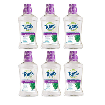 Tom'S Of Maine Whole Care Natural Fluoride Mouthwash, Fresh Mint, 16 Oz. 6-Pack (Packaging May Vary)