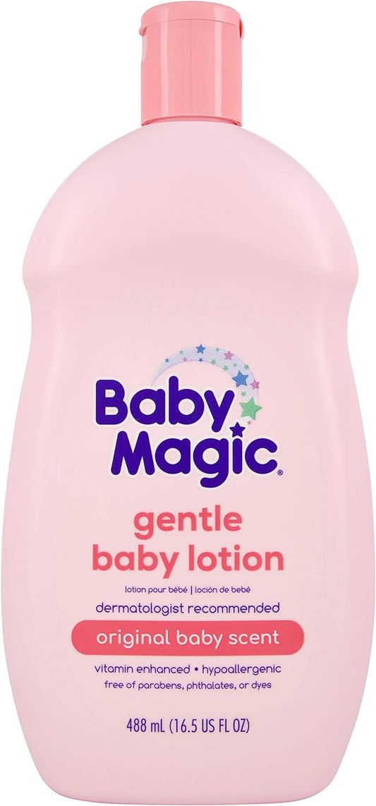 Baby Magic Gentle Baby Lotion | 16.5 Fl Oz (Pack of 6) | Vitamins & Aloe, Pink (705544), Original Baby Scent