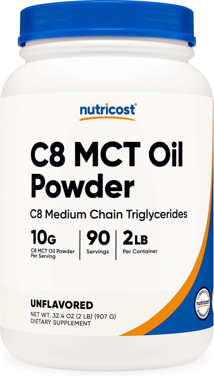 Nutricost C8 Mct Oil Powder 2Lbs (32Oz) - 95% C8 Mct Oil Powder