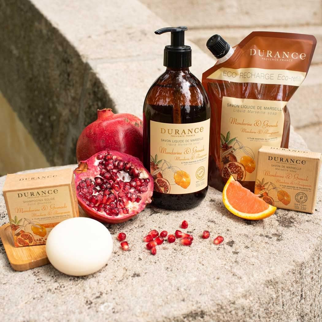Durance Mandarin & Pomegranate Marseille Liquid Soap 500Ml – Paraben-Free Hand & Body Wash With Olive Oil & Red Rice Extract – Vegan Friendly Shower Gel