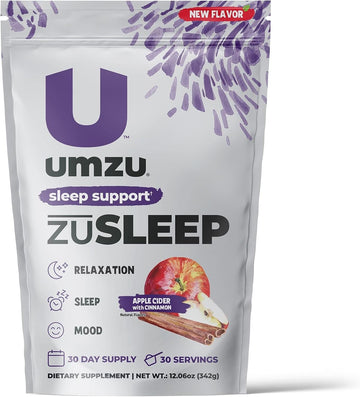 Umzu Zusleep Natural Sleep Aid | Non Melatonin Herbal Blend Ashwagandha Root Extract, L-Theanine & Magnesium | Restful Sleep, Relaxation & Refreshed Mornings (Cinnamon Apple Cider | 30 Day Supply)