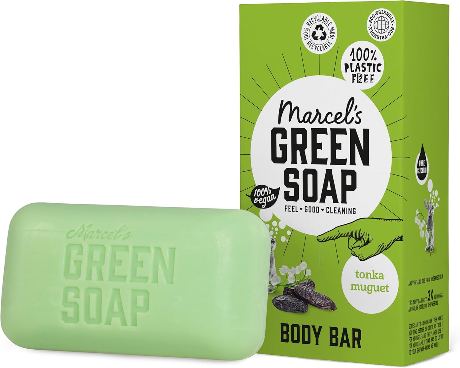Marcel'S Green Soap - Body Bar Vanilla & Cherryblossom - Saves 3 Bottles Of Regular Shower Gel - 100% Eco Friendly - 100% Vegan - 97% Biodegradable - 150 G
