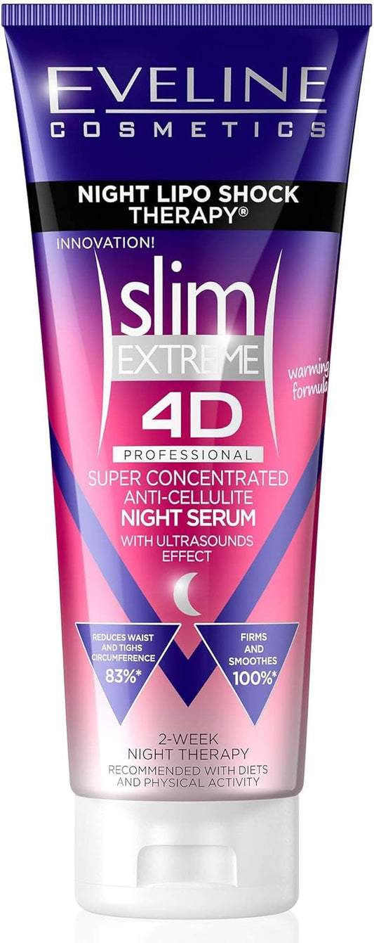 Eveline Cosmetics Slim Extreme 4D Super Concentrated Cellulite Slimming Hot Cream For Women Fast Fat Burning | 2-Week Lipo Shock Thearpy | Flat Belly, Slim Legs Waist , 250 Ml, 1 Count (Pack Of 1)