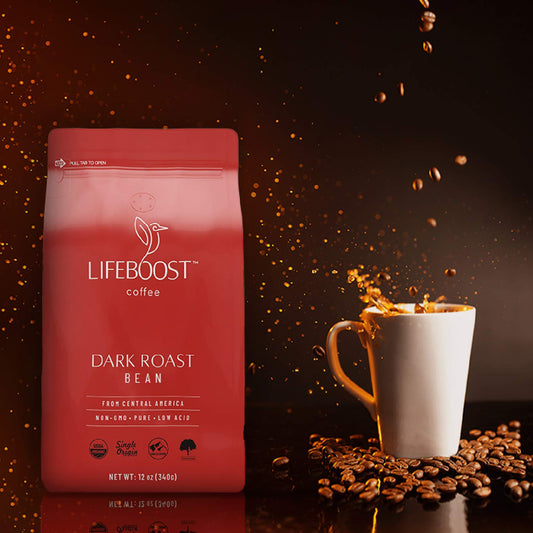 Lifeboost Coffee Dark Organic Coffee Beans - Dark Roast Low Acid Coffee Beans - Single Origin Non-Gmo Organic Coffee - Third Party Tested For Mycotoxins & Pesticides - Whole Bean - 12 Ounces