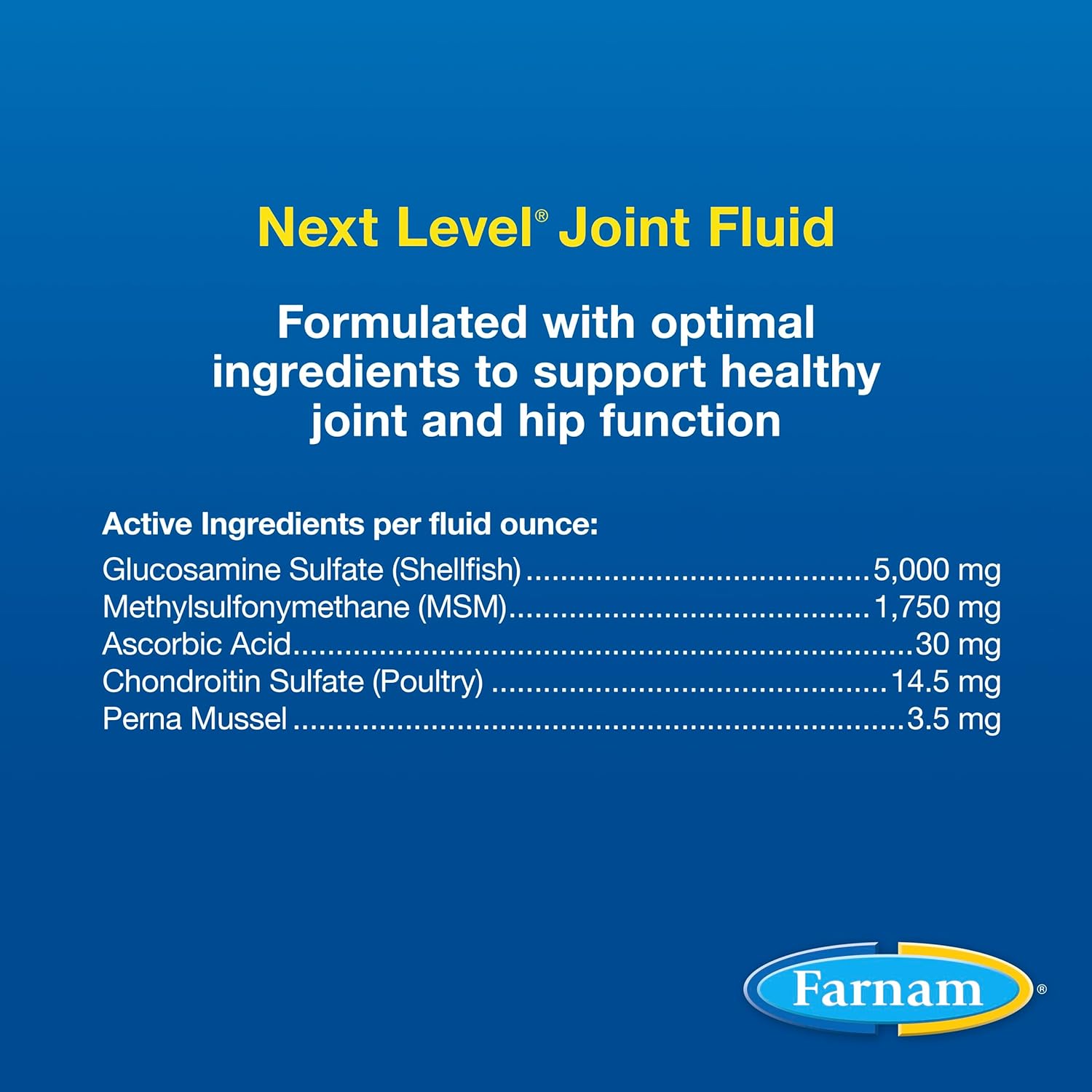 Farnam Next Level Joint Fluid Supplement for horses and dogs, Helps maintain connective tissue to ease joint stiffness due to daily activity, 16 ounces, 16 day supply : Pet Supplies