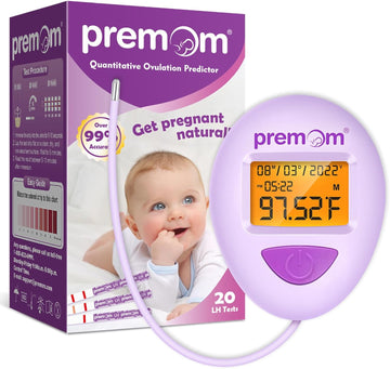 Premom 20 Quantitative Ovulation Test Strips + Basal Body Thermometer for Ovulation Tracking EBT 380