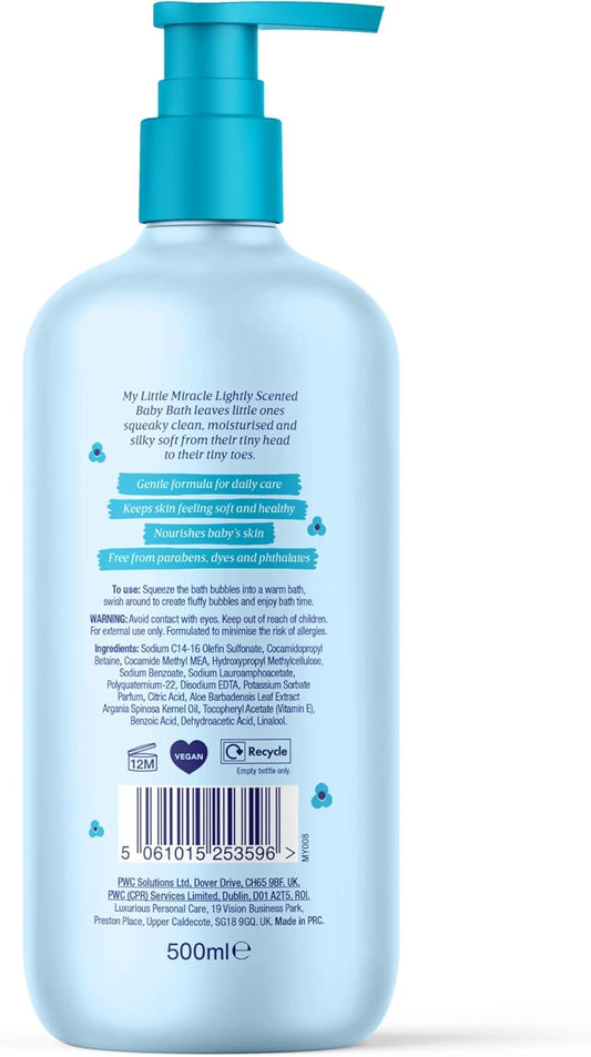 My Little Miracle Splashy Baby Bath, Gentle Daily Care Formula, Ideal For Sensitive Skin, Baby Bubble Bath 500Ml 3-Pack