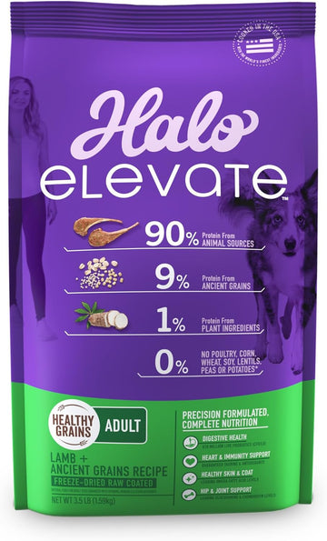 Halo Elevate Dry Dog Food, Healthy Grains Lamb Recipe, 3.5Lb