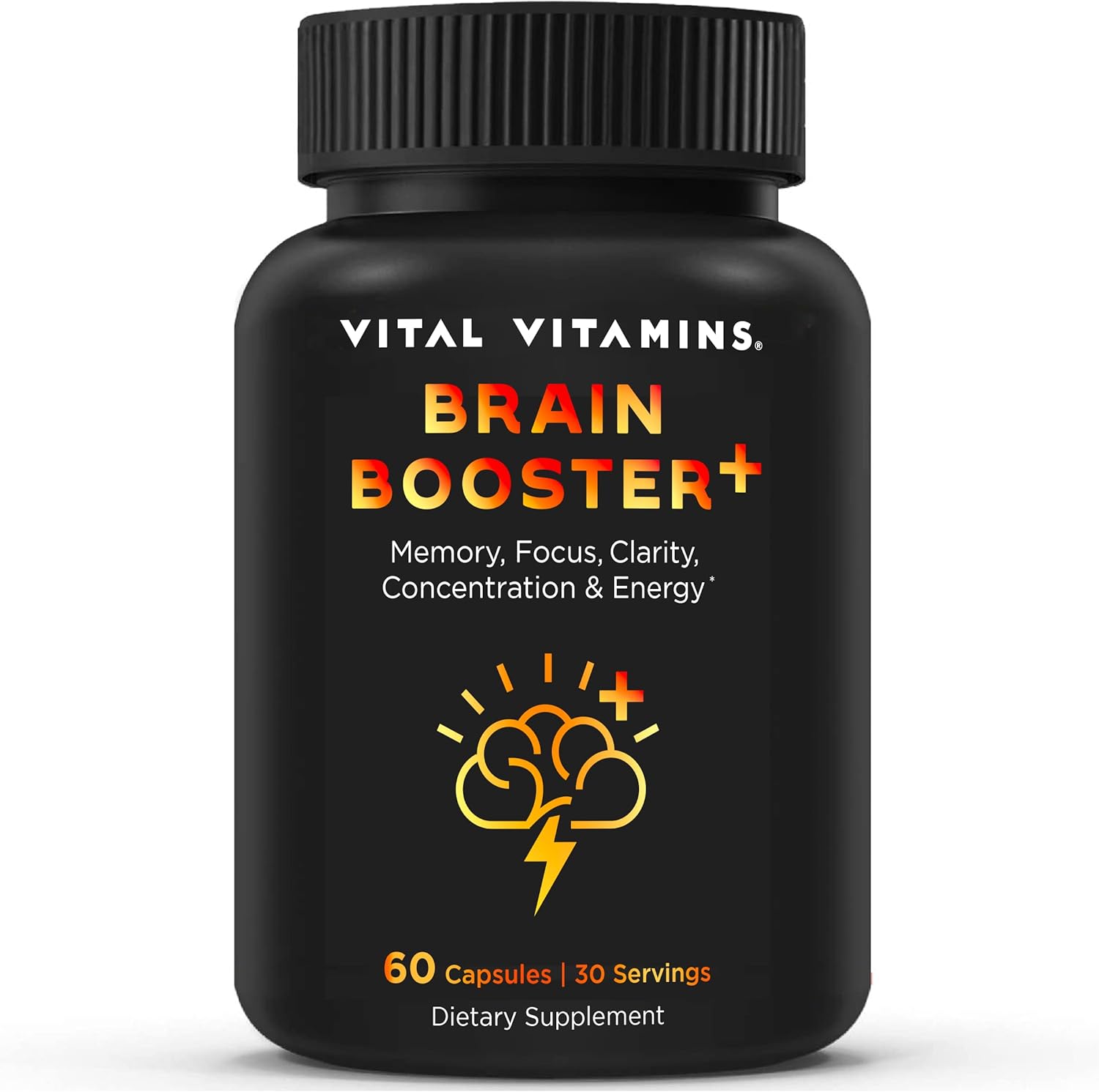 Vital Vitamins Nootropic Brain Supplement Plus - For Memory, Focus, Concentration, Neuro Energy, Clarity - With Lion'S Mane Mushrooms - 60 Capsules