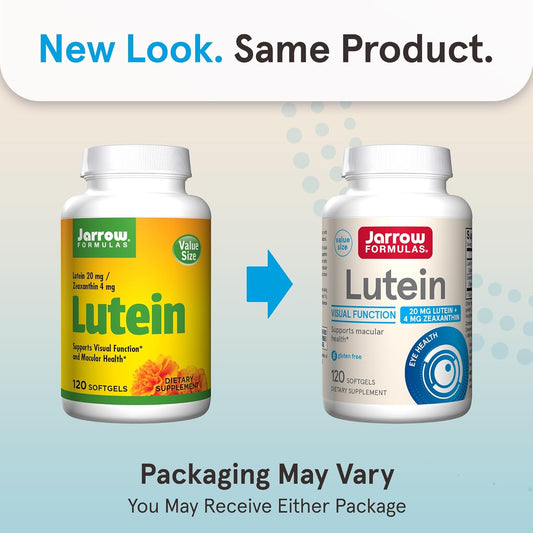 Jarrow Formulas Lutein 20 Mg With Zeaxanthin, Dietary Supplement For Visual Function And Macular Health Support, 120 Softgels, 120 Day Supply
