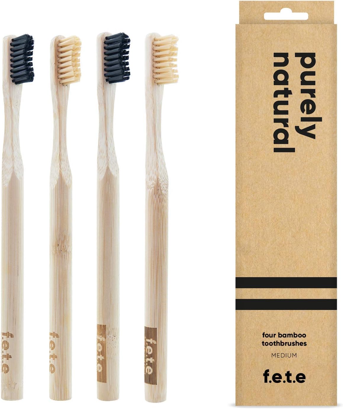 F.E.T.E | Marvellous Mix Bamboo Toothbrushes | Biodegradable & Compostable Handle | Recyclable Medium Bristles | Sustainable | Vegan