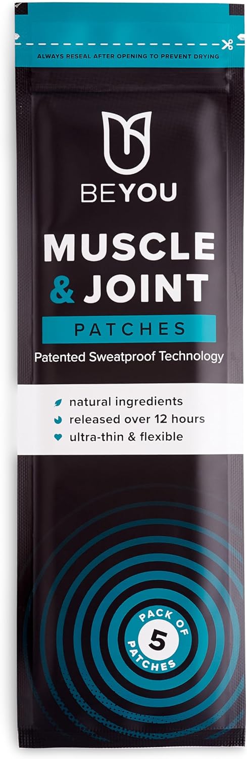 Beyou Muscle And Joint Pain Relief Patches - Back Pain, Sciatica, Arthritis, Knees, Neck And Shoulders - High Strength Natural Pain Relief - Patented Matrix Of Menthol And Eucalyptus