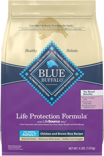 Blue Buffalo Life Protection Formula Toy Breed Adult Dry Dog Food, Supports High Energy Needs, Made With Natural Ingredients, Chicken & Brown Rice Recipe, 4-Lb. Bag