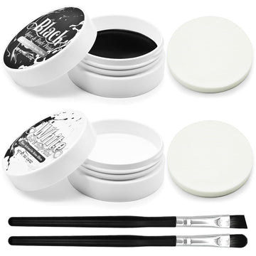 Black And White Face Paint Set - 2.47 Oz Halloween Face Body Paint Skeleton Ghost Skull Cosplay Costume Professional Sfx Corpse Special Effects Makeup Kit For Adults Kids Full Coverage Skin Paints