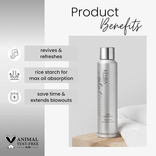 Kenra Professional Platinum Dry Shampoo | Oil Absorbing Spray | Instantly Revives & Refreshes Hair | Saves Time & Extends Blowouts | All Hair Types | 5 Oz (2-Pack) : Beauty & Personal Care