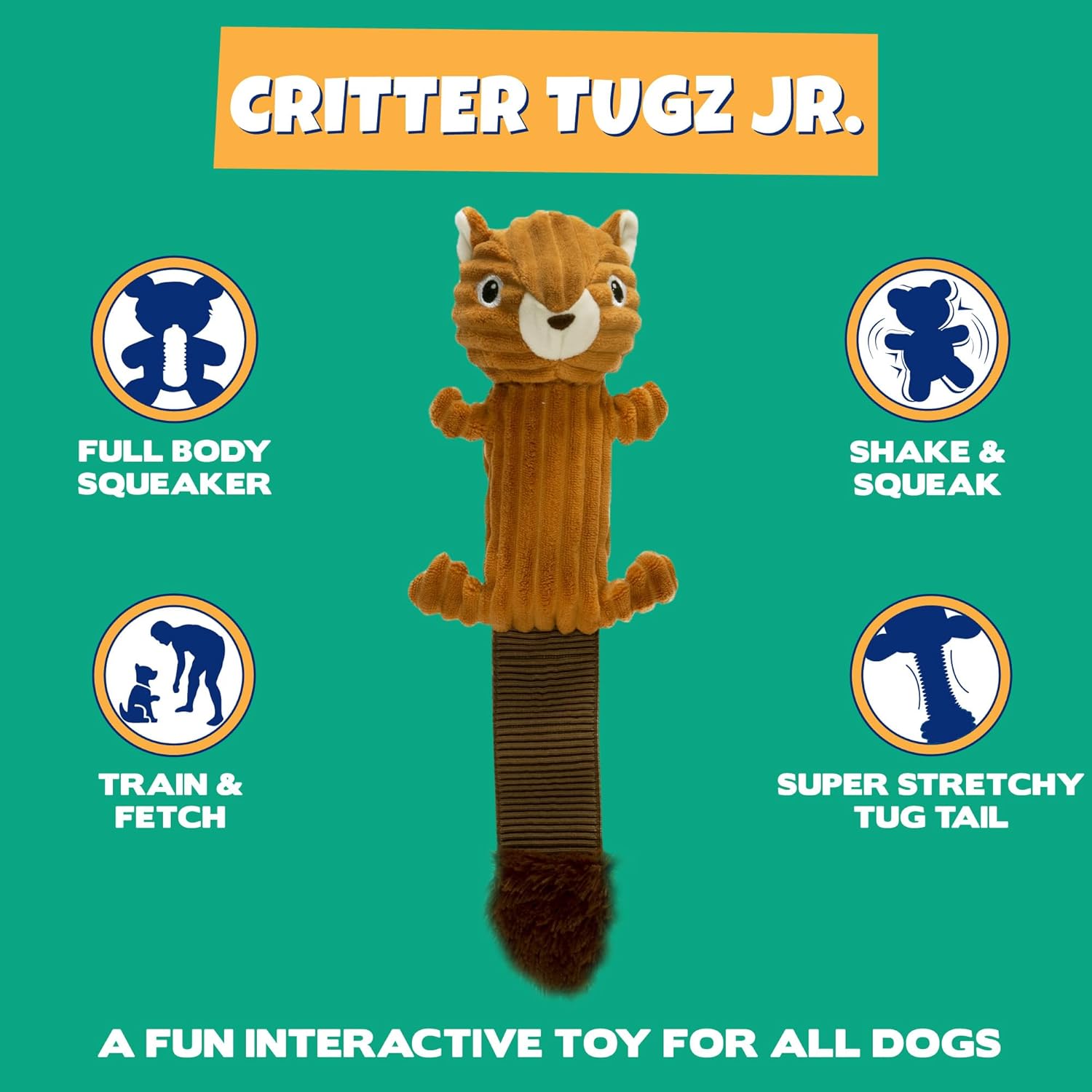 Pet Supplies : Pet Factory Shake & Squeak Critter Tugz Jr. Plush Dog Toy, Randomly Selected - Raccoon OR Squirrel, One Size : Amazon.com