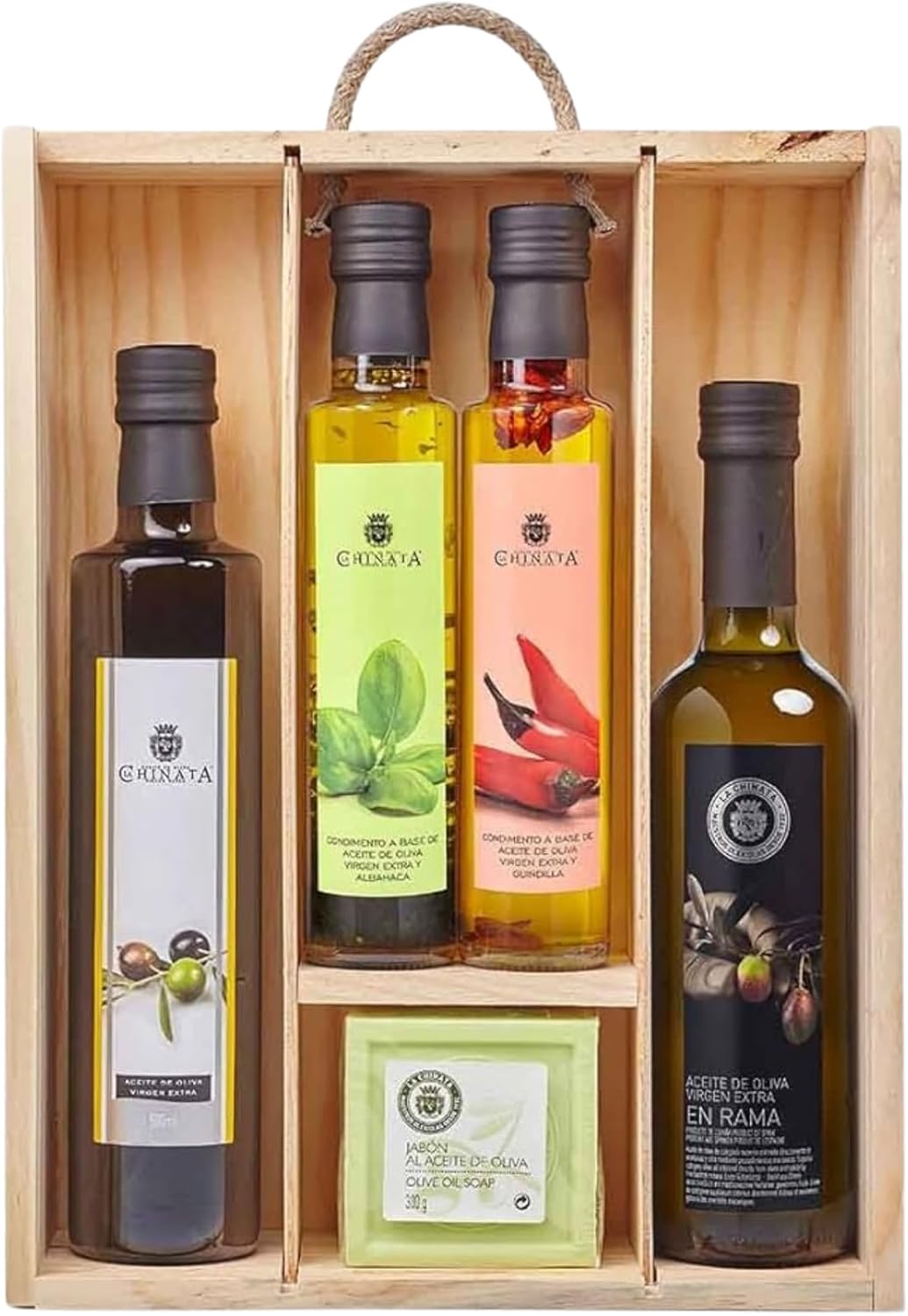 Large Extra Virgin Olive Oil Gift Pack In Wooden Case By La Chinata
