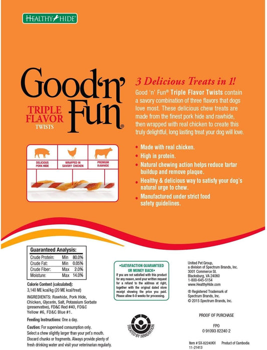 Good 'N' Fun Triple Flavor Twist Chews For Dogs, 22-Count, 7-Packs