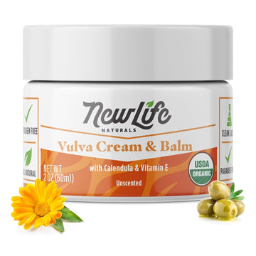 Newlife Naturals Certified Organic Vulva Cream With Calendula & Vitamin E | Menopause Support And Vaginal Moisturizer For Itching, Irritation, And Dryness | Estrogen-Free Intimate Feminine Care | 2 Oz