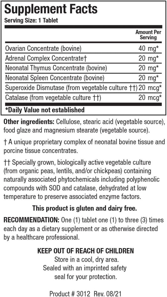 Biotics Research Cytozyme F Female Support Formula, Supports Endocrine Function, Glandular Health, Women’S Health, Potent Antioxidant Activity, Sod, Catalase. 60 Tablets