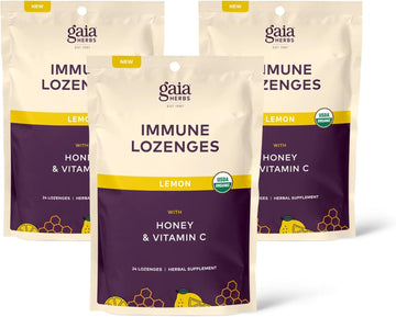 Gaia Herbs Immune Lenges - Immune Support Lenges - USDA Certified Organic - Vitamin C, Lemon avor - 3 Pack, 72 Lenges