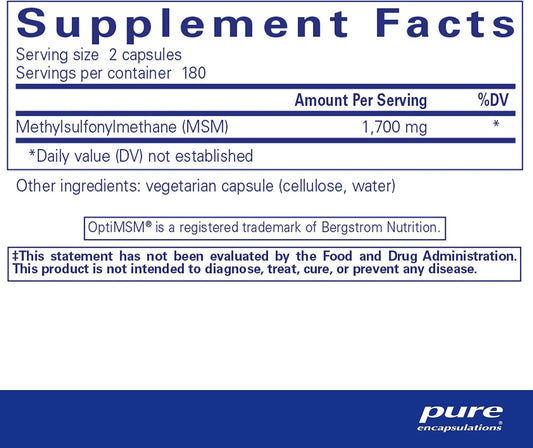 Pure Encapsulations Msm Capsules | Sulfur Supplement To Support Joints, Immune System, Connective Tissue, And Respiratory Health* | 360 Capsules