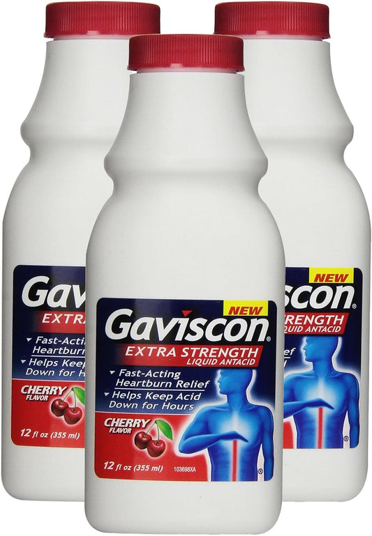 Gaviscon Extra Strength Liquid, Cherry, 12 Ounce(3 Pack) : Health & Household