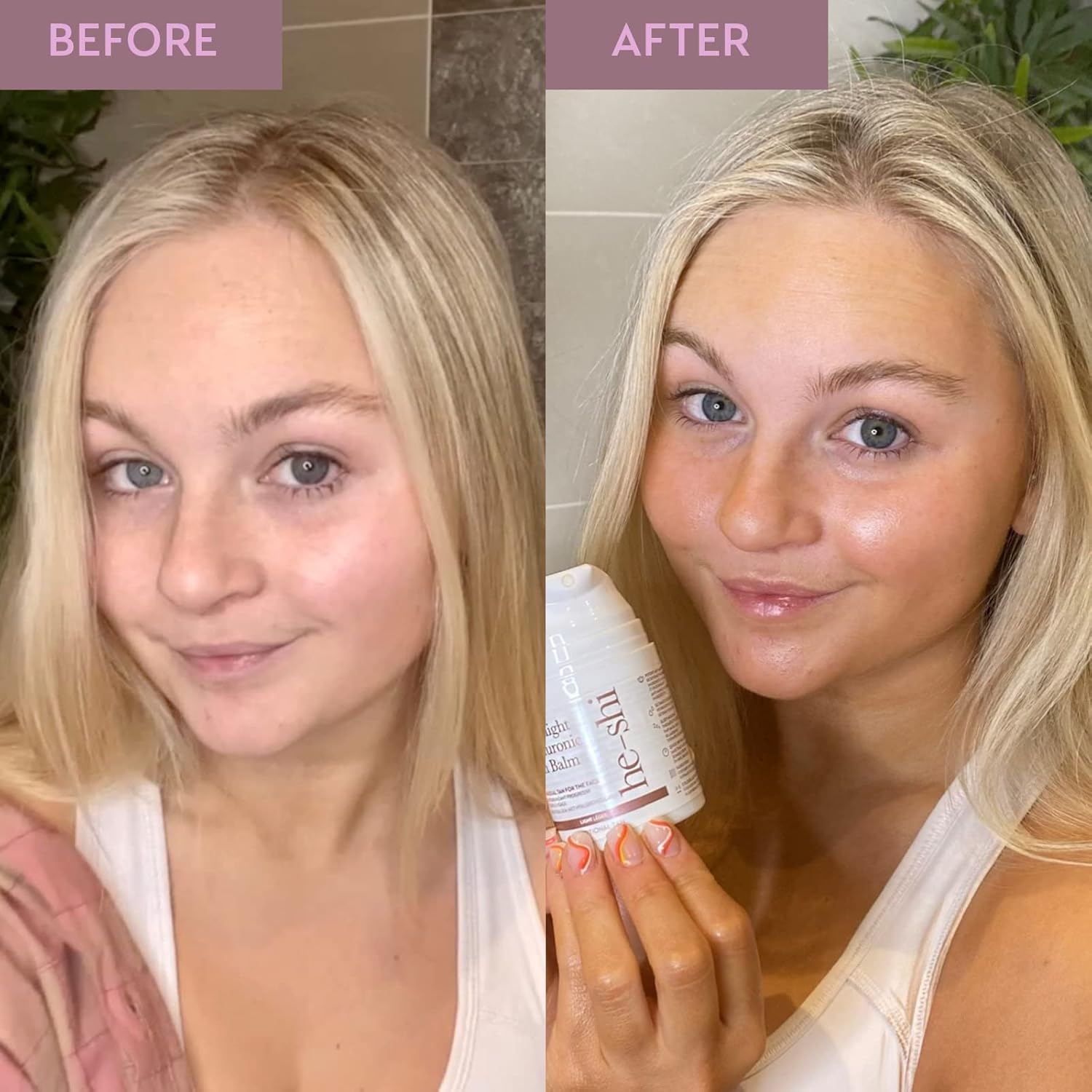 He-Shi Gradual Face Tan - Overnight Hyaluronic Tan Balm - Anti-Ageing Gradual Tanning Moisturiser - Hydrating & Firming - Evening Skincare with Lavender for Natural Radient Skin, Vegan & Cruelty Free : Amazon.co.uk: Beauty