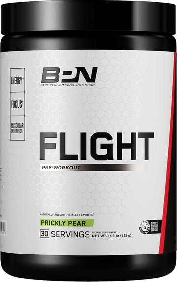 Bare Performance Nutrition Bpn Flight Pre Workout, Supports Energy And Mental Focus, Improved Endurance & Muscle Pumps With Carnosyn® Beta Alanine, Prickly Pear, 30 Servings