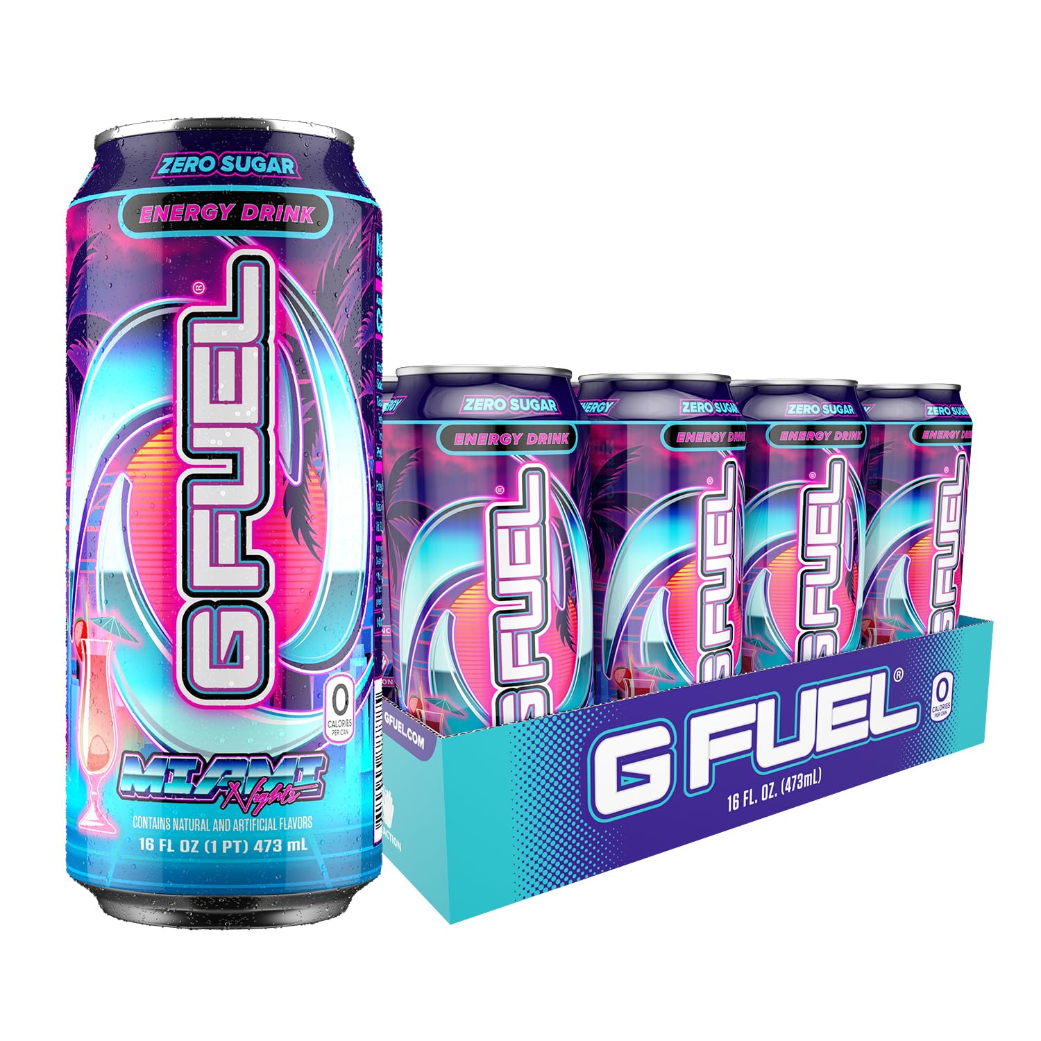 G Fuel Miami Nights - Strawberry Pina Colada Flavored Energy Drink, 16 Oz Can, 12-Pack Case