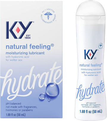 K-Y Water Based Lube Natural Feeling 1.69 Fl Oz Personal Lubricant For Adult Couples, Men, Women, Vaginal Moisturizer, Ph Balanced, Hormone & Paraben Free, Latex Condom Compatible