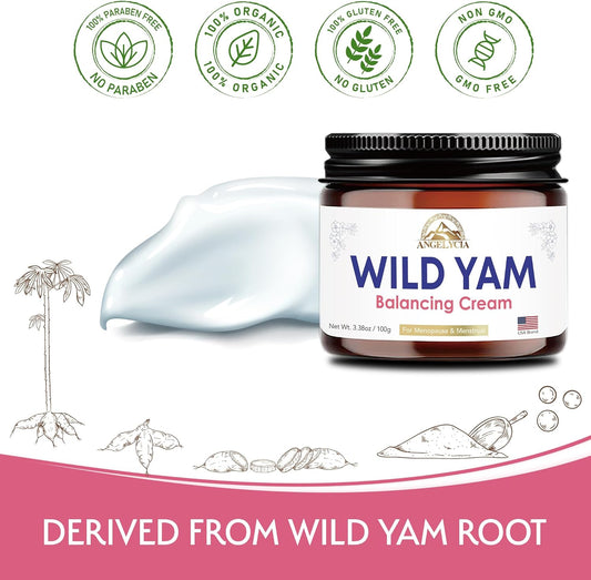 Wild Yam Cream For Hormone Balance | Hormone Balance For Women | Estrogen Cream | 100% Pure Organic Wild Yam Cream | Wild Yam Cream Organic For Pms | Perimenopause & Menopause Support | All Skins