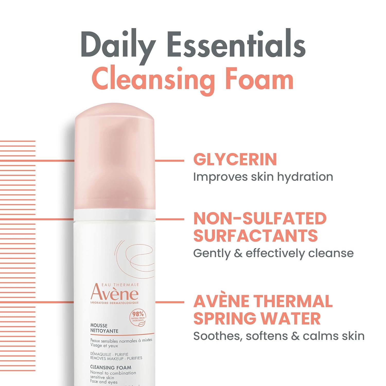 Avène Cleansing Foam, Soap Free Foaming Face Wash For Oily, Sensitive Skin, 5 Oz : Beauty & Personal Care