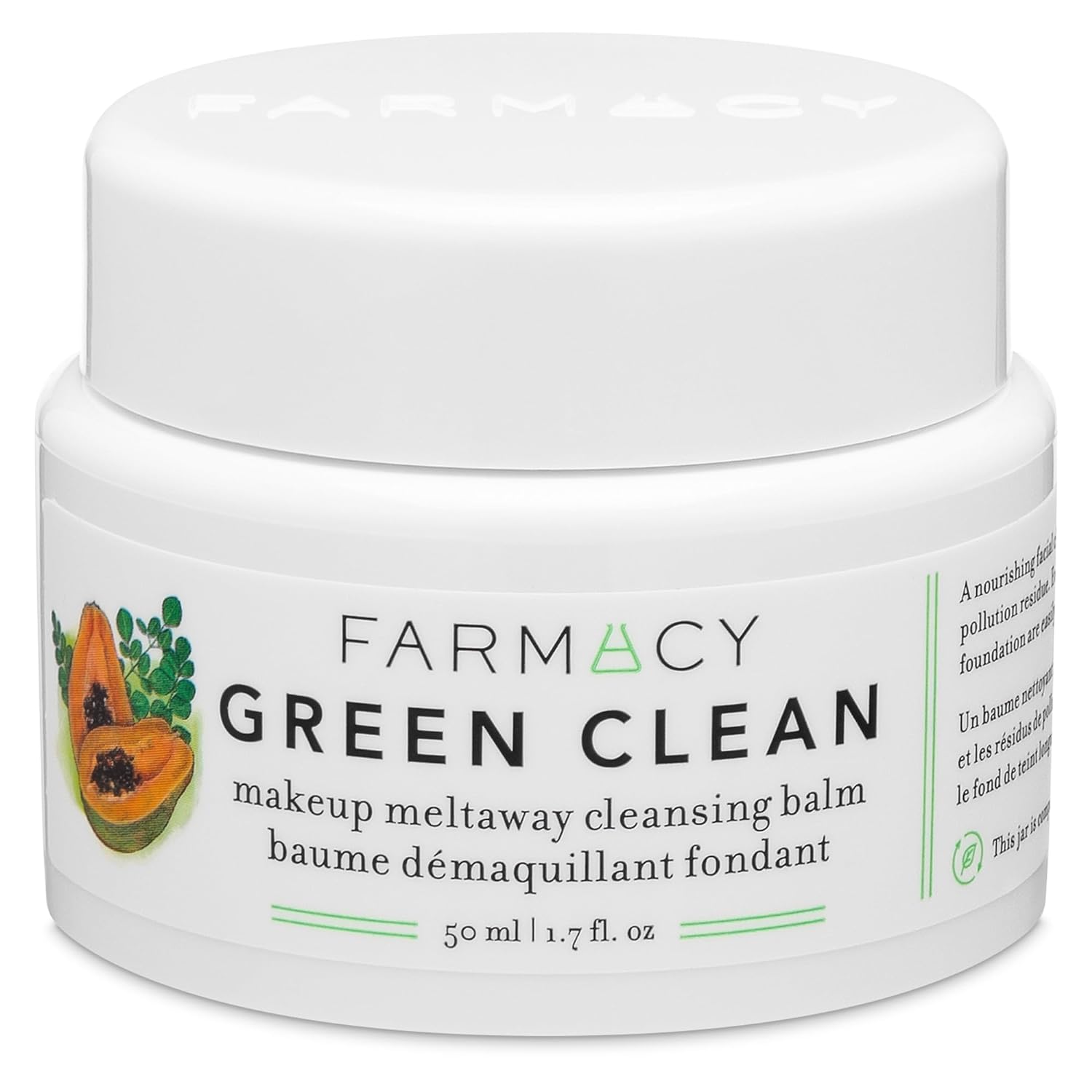 Farmacy Natural Cleansing Balm - Green Clean Makeup Remover Balm - Effortlessly Removes Makeup & SPF - Travel Size 1.7oz Makeup Cleansing Balm