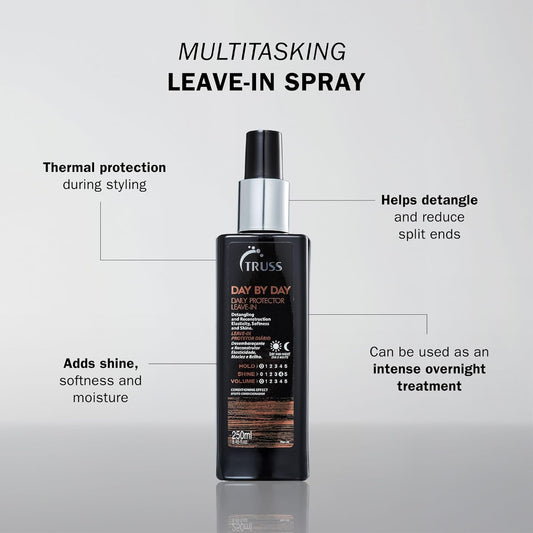 Truss Day By Day - Leave-In Daily Protector And Detangler Spray For Hair - Highly Moisturizing With Thermal Heat Protectant For Blow Outs, Detangling, Reconstruction, Softness, And Shine