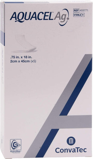 AQUACEL Ag Ribbon Dressing with Strengthening Fiber 0.75' x 18' Box: 5 by Aquacel