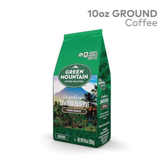 Green Mountain Coffee Roasters, Fair Trade Certified™ Organic, Sumatra Reserve, Ground Coffee, Dark Roast, Bagged 10oz