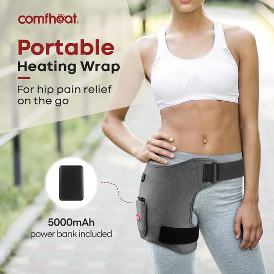 Cordless Hip Heating Pad For Hip/Sciatica Pain Relief - 5000Mah Battery Included, Heated Hip Wrap For Women, Men, Electric Hip Heat Pad (S/M/L)