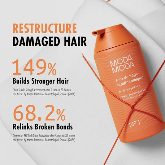 Zero Damage Hair Repair Shampoo For Strengthening Hair | Clarifying Shampoo For Build Up W/Ceramides, Panthenol & Polyphenol | Purifying Shampoo No Sulfates No Parabens 17.63Oz