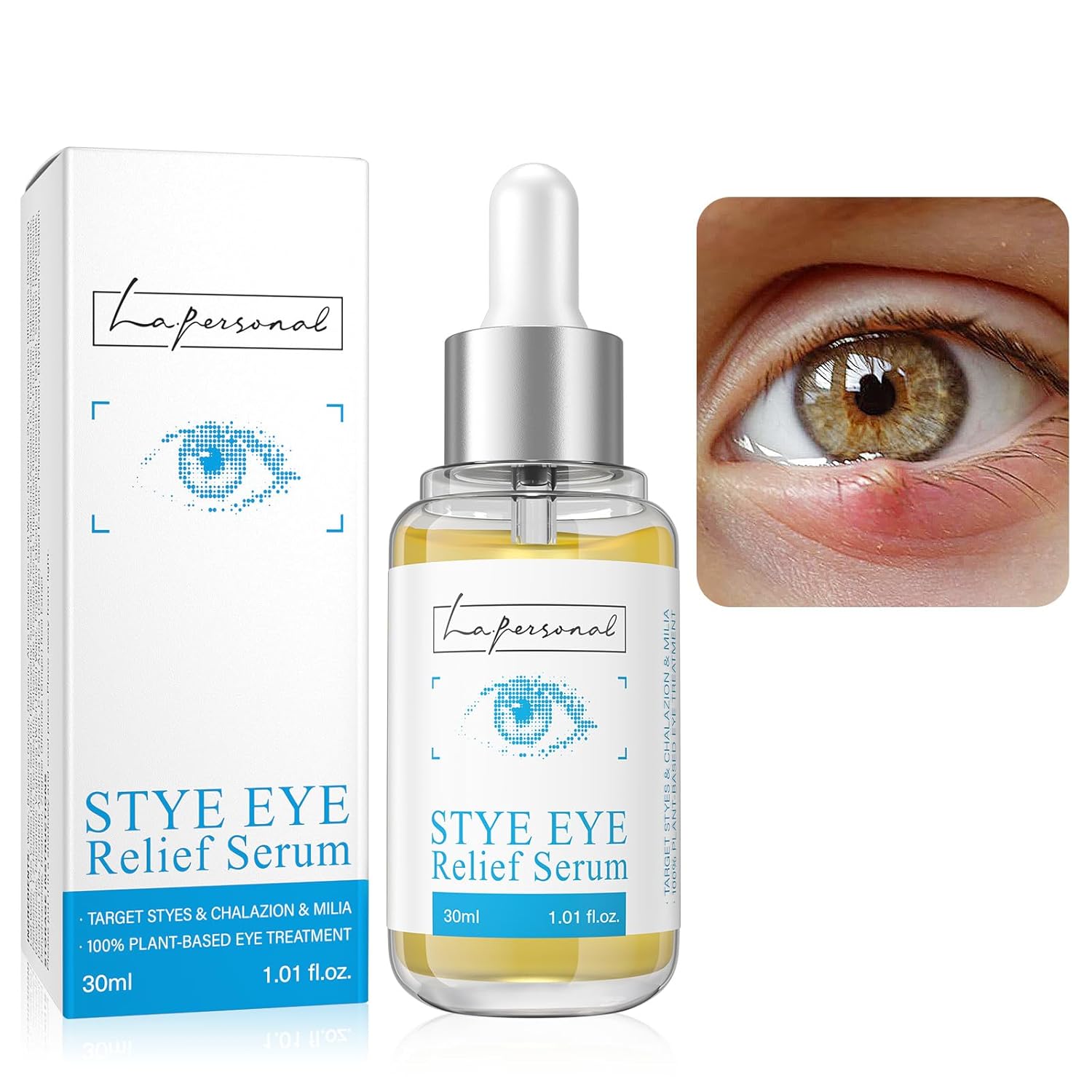 La.Personal Stye Eye Treatment, Chalazion Remover, Eye Serum For Styes Chalazion And Blepharitis Treatment, With Avocado Oil, Sea Buckthorn Oil & Caffeine 1.01 Fl Oz/30 Ml