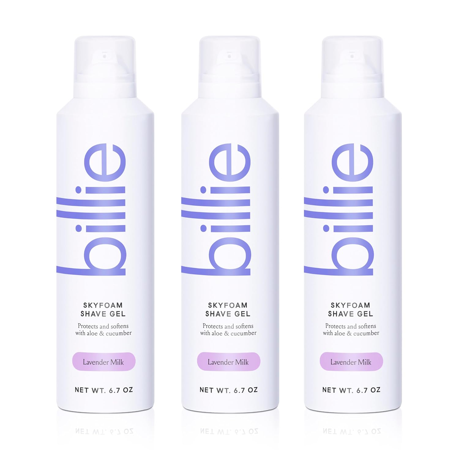 Billie Skyfoam Shave Gel - Lavender Milk Scent - Water-Activated Foam - Made With Aloe & Cucumber - For A Close, Smooth Shave - 6.7 Fl Oz, 3-Pack