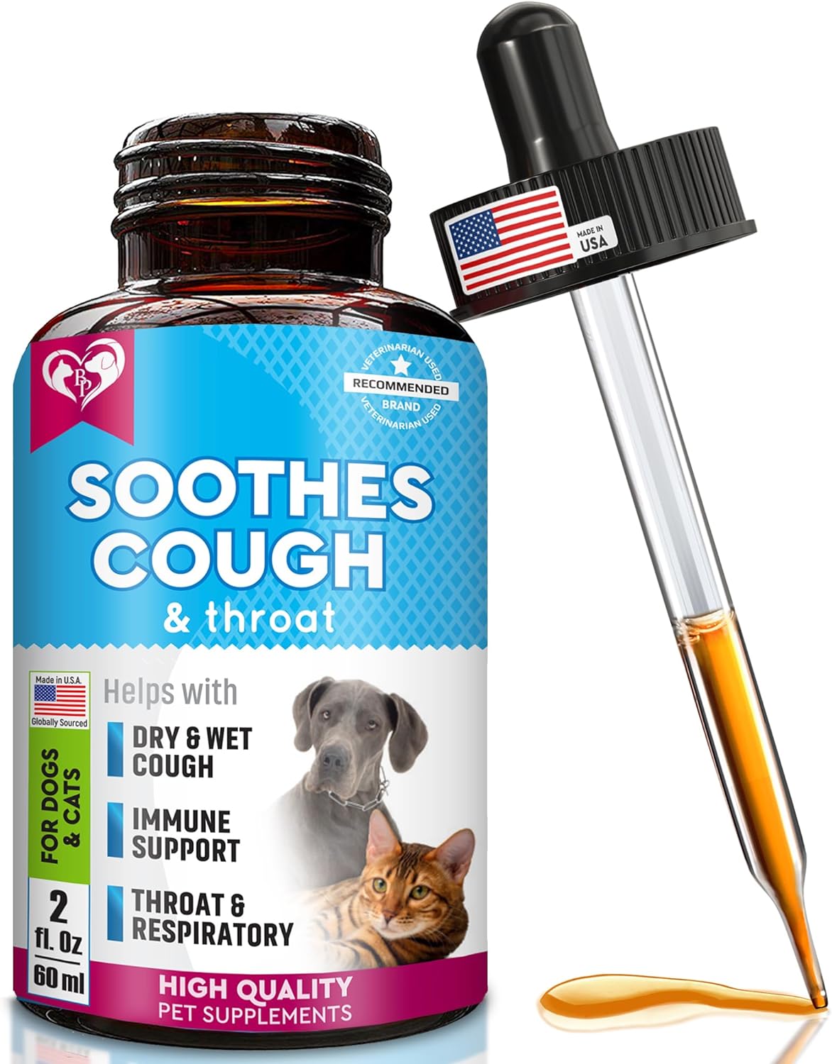 Kennel Cough Treatment & Natural Infection Medicine for Dogs & Cats - Respiratory & Cold Cough Relief - Collapse Trachea & Cat Asthma Support - Made in USA